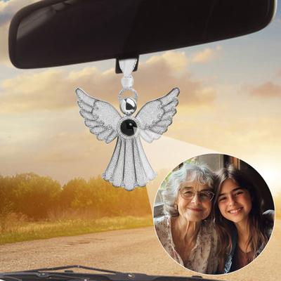 Metal Projection Pendant Christmas Angel Ornament Rhinestone Bird Butterfly Decoration Memory Keepsake Gift for Family Friends Couples Pet Owners