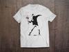 Banksy Flower Thrower Street Art / Heavyweight Cotton Unisex T Shirt with Print Tee Top