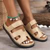 Large size flat slippers women's summer new flat Velcro sandals