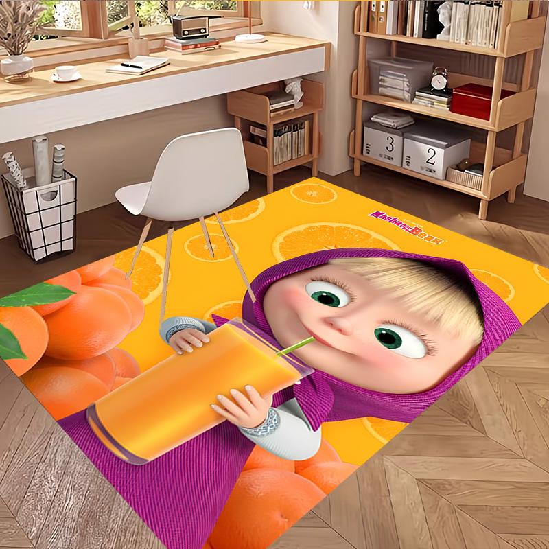 Masha and The Bear Print Rug, Washable Floor Carpet, For Entryway Dorm Laundry Room Office Study, Home Decor Birthday Christmas Gift