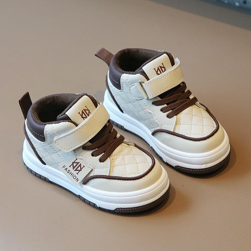 Children’s Sneakers, Spring/Autumn Boys’ Casual Skate Shoes, New High-Top Girls’ White Sneakers, Soft-Soled Baby Flats