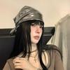 Retro Spicy Pu Leather Headscarf Hat Women Summer Y2K Square Scarf Hip-Hop Kerchief Korean Series Versatile Headband Hair Scarf