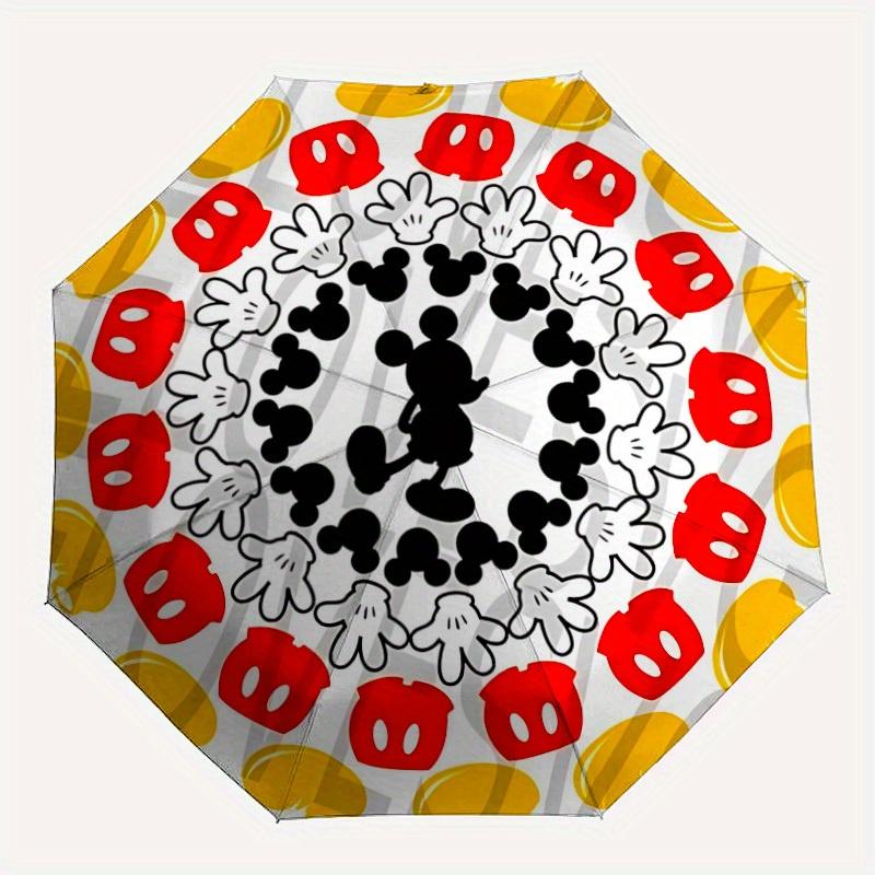 

1pc Mickey Mouse Automatic Folding Umbrella: Compact 8-rib Design Cartoon Travel Companion for Outdoor, Casual Accessory