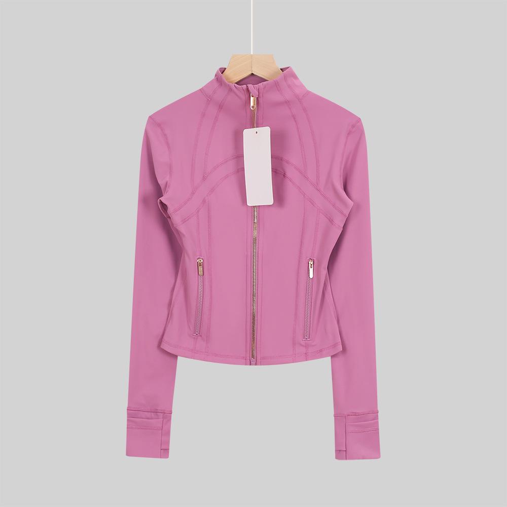 LULULACIE Women's Gold Zipper Stand-up Collar Slim Fit Sports Jacket