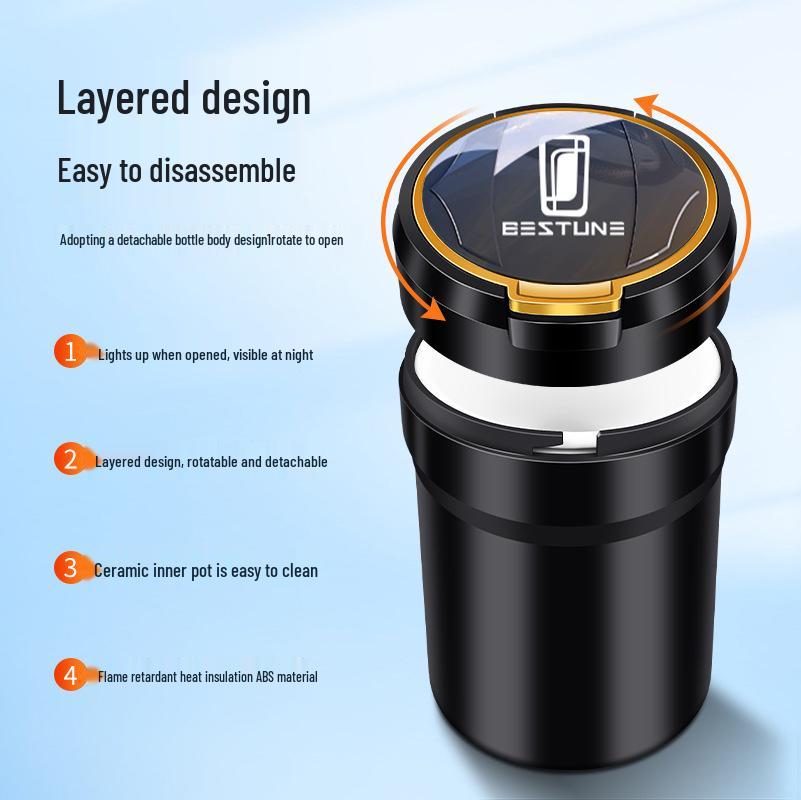 Compatible Multifunctional Ceramic Car Ashtray for Bestune Models: T99, T77, B70S, T33, E01, T55.