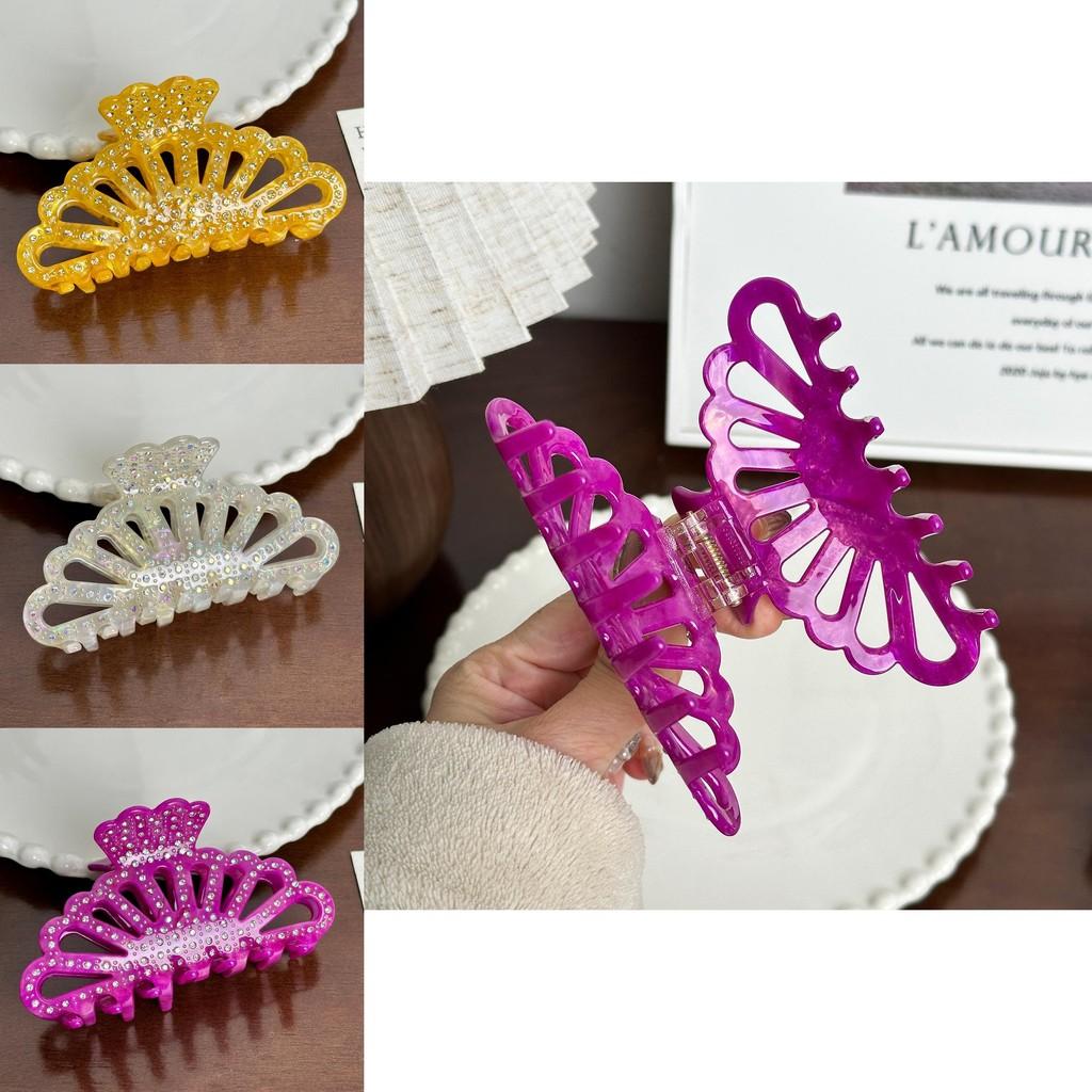Stunning Diamond Embedded Acetate Hair Claw Clip For Thick Hair In Chic Colors Perfect For Winter Season
