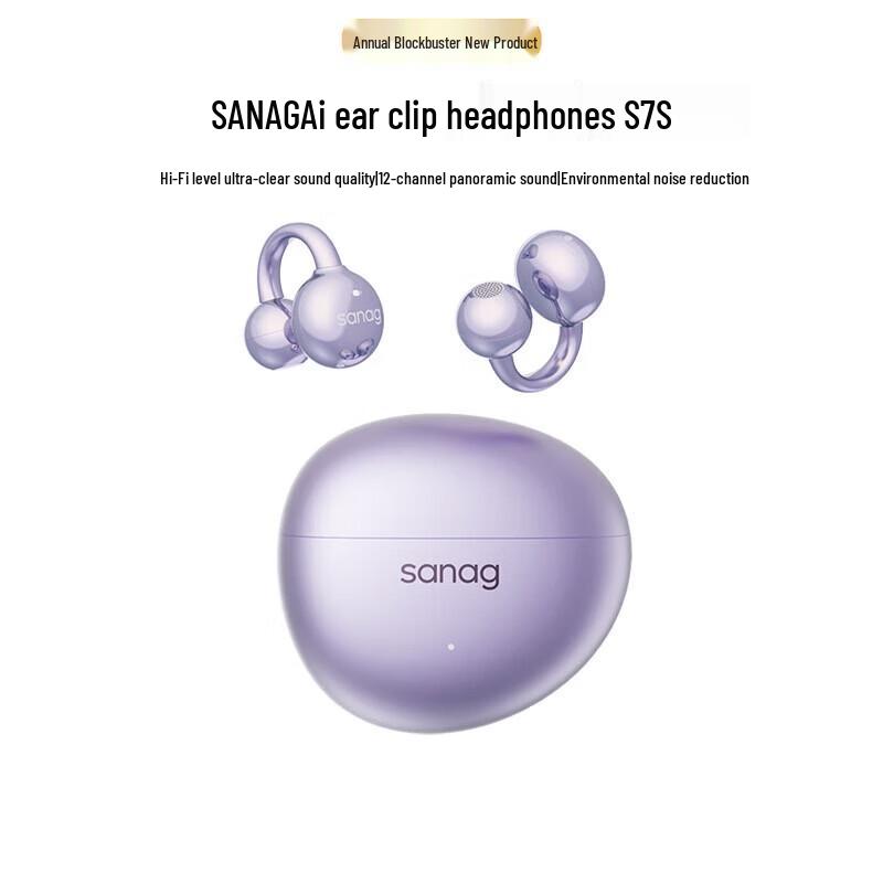 SANAG S7S AI Bone Conduction Ear-Clip Bluetooth Headphones