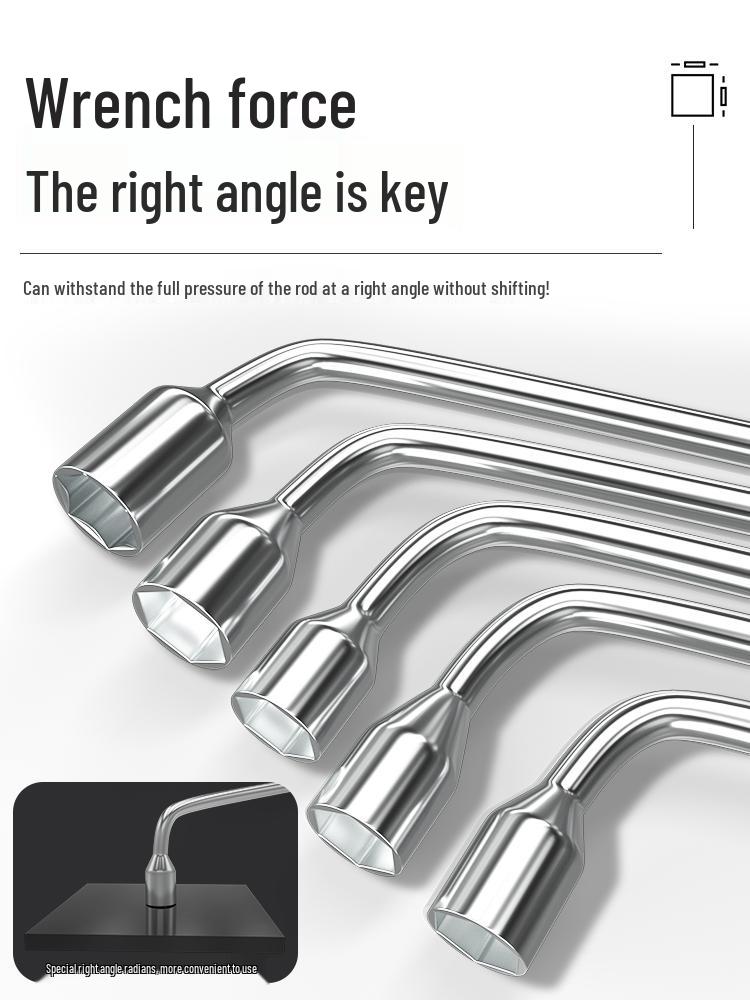L-Shaped Tire Wrench and Pry Bar Tool Set for Easy Tire Changes (17/19/21/22/24mm).