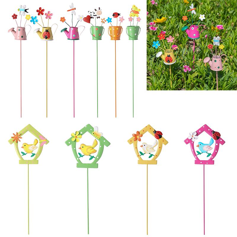Flower Pot Garden Stake Decorations Indoor Outdoor Lawn Pathway Lawn Ornament Outdoor Garden Decoration