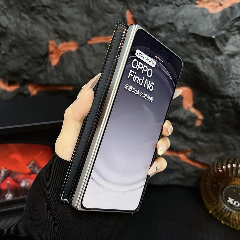 Retro Leather with Metal Rotating Magnetic Stand Holder Case For OPPO Find N6 Rebound Central Axis Protect Cover