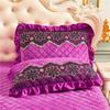 2pcs Velvet Pillow Case Luxury 48x74cm Pillow Cover Quilted Lace Bed Decorative Rectangle Pillow Shams Warm Solid Color