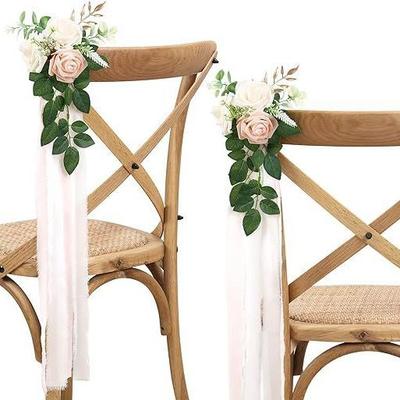 Nordic Outdoor Wedding Chair Back Flower Decoration Bouquet Party Banquet Decoration Flower Wedding Simulation Flower Art Welcome Pendant