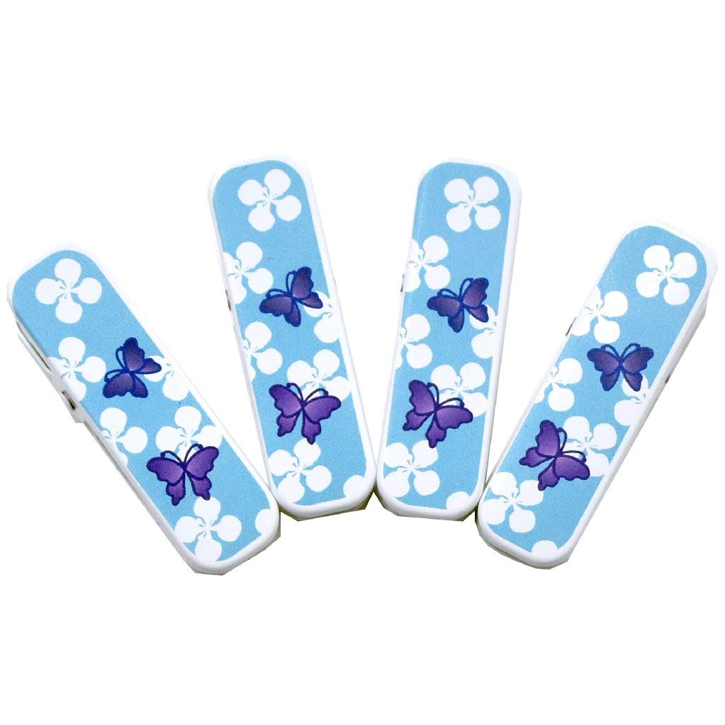 

(Kimono Hitotoki) Kimono Clips, Dressing Tools, Small, Made in Japan, Japanese Style, Collar Clips, Blue, Butterfly Design, Curved, with Bell, 4