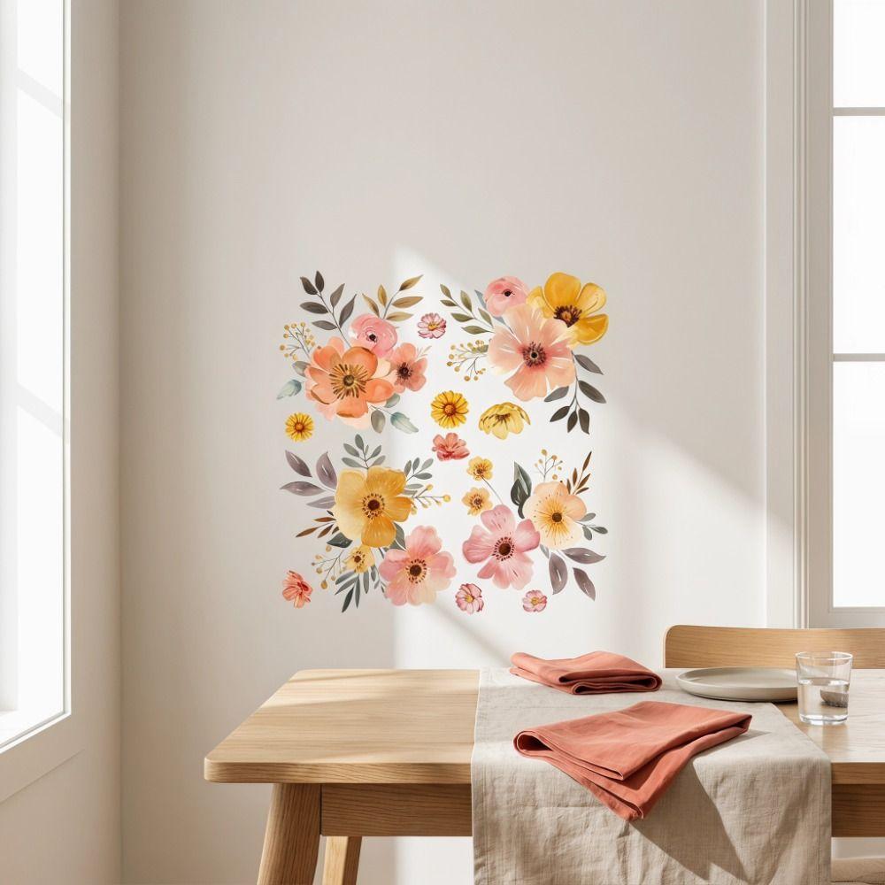 Floral Design Bathroom Stickers Self-Adhesive Washbasin Sticker Ceramic Tile Stickers Home