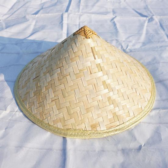 Bamboo Hat with Adjustable Drawstring Breathable Mesh Inner Chinese Straw Sun Hat Wide Brimmed Vintage Fishing Cap