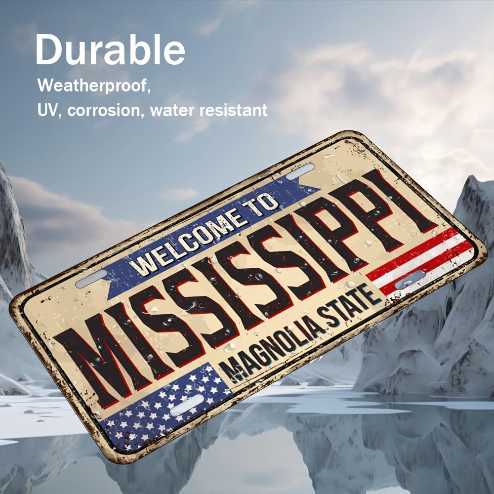 

D Flat Weatherproof Vintage WELCOME TO MISSISSIPPI Magnolia State Aluminum Tin Painting License Plate Shape American Patriot 15x30cm(5.9x7.8inch)