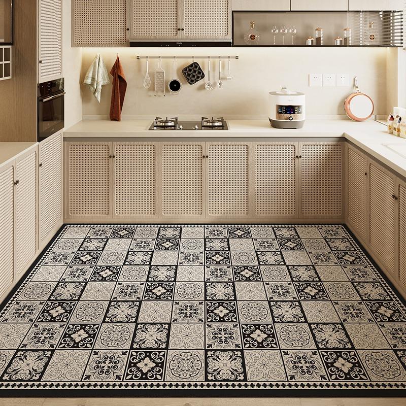 Kitchen Absorbent Floor Mat Large Diatom Mud Oil Absorption Carpet Non-slipfoot Mats Retro American Style Home Decoration Rug