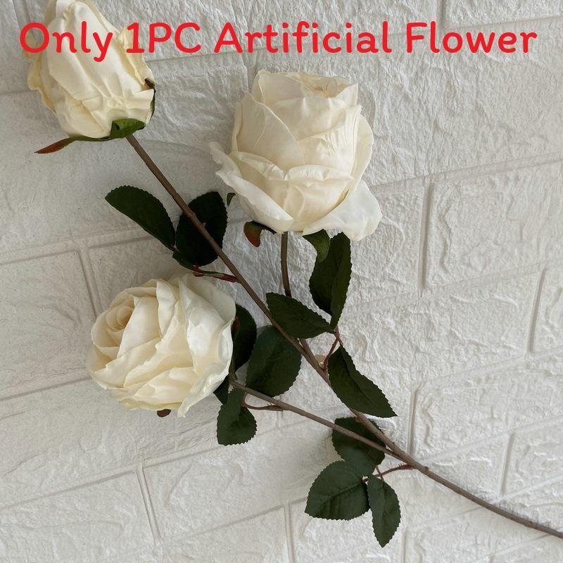 3head Long Branch Rose Artificial Flowers For Wedding Decor And Home Decorations