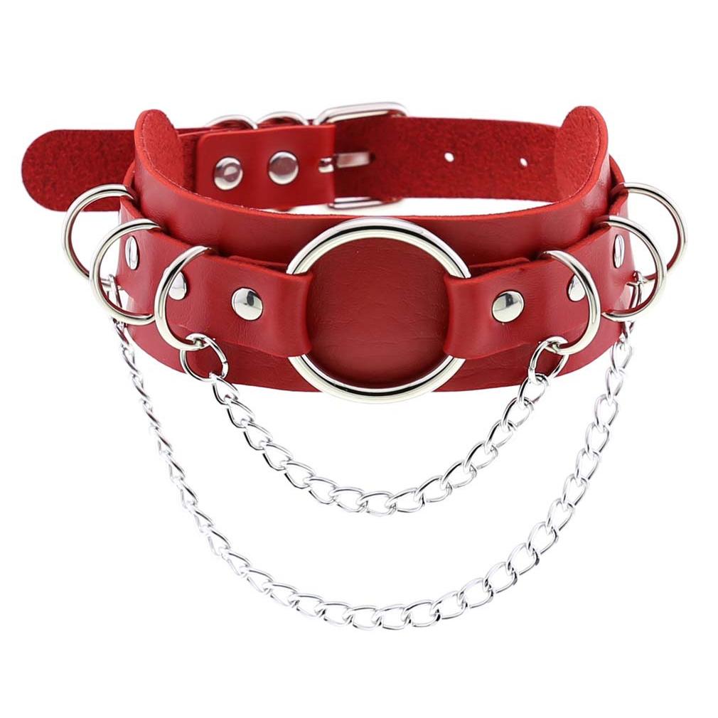 Halloween Punk Gothic Exaggerated O-Chain Pu Leather Collar, Fashionable Daily Wear Accessory
