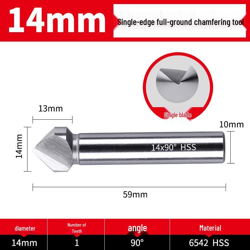 Straight Shank Single-Edge 3-Flute 45° Chamfering & Deburring Countersink Drill Bit, 90° Inner Hole Trimmer