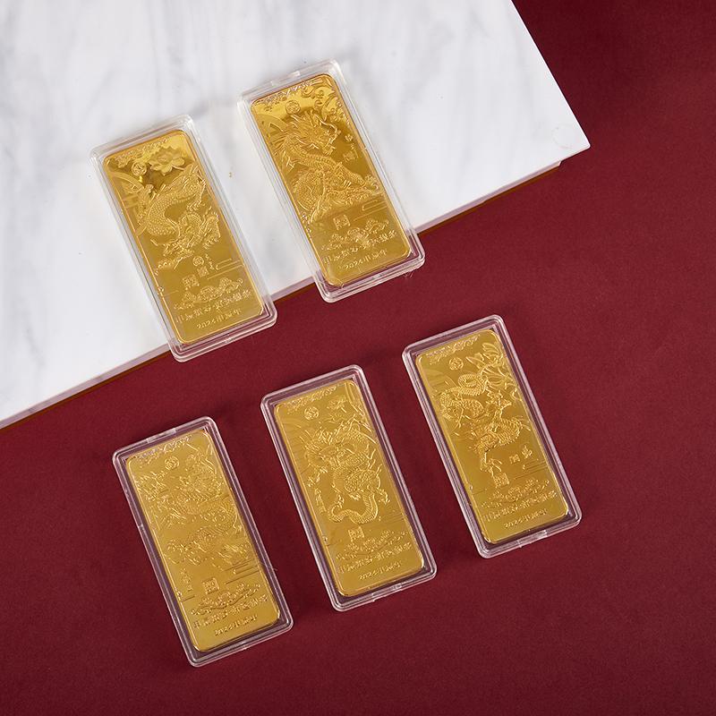 2024 Year Of The Dragon Zodiac Gold Bar Tradiční čínské zlato Ignot Brick Business Collection Dekorace Šperky