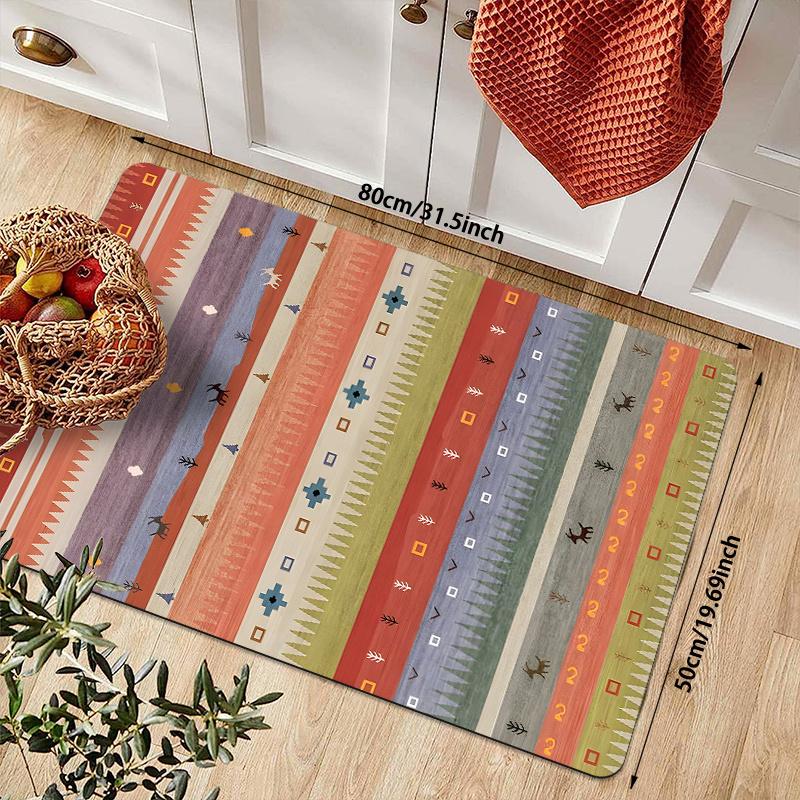 1 Stück Anti-Ermüdungs-Küchenteppiche, Boho Europäischer Ethnischer Druck Wasserdicht Rutschfest Dick Gepolsterte Matte Komfort Stehmatte 80*120cm