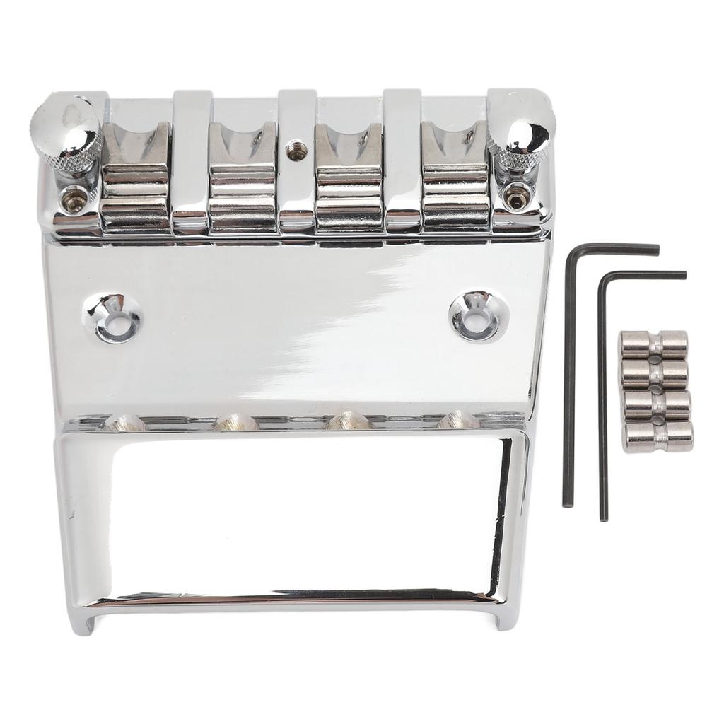 Electric Bass Bridge Replacement 4 Strings Height Adjustable Zinc Alloy Roller String Saddle Bass