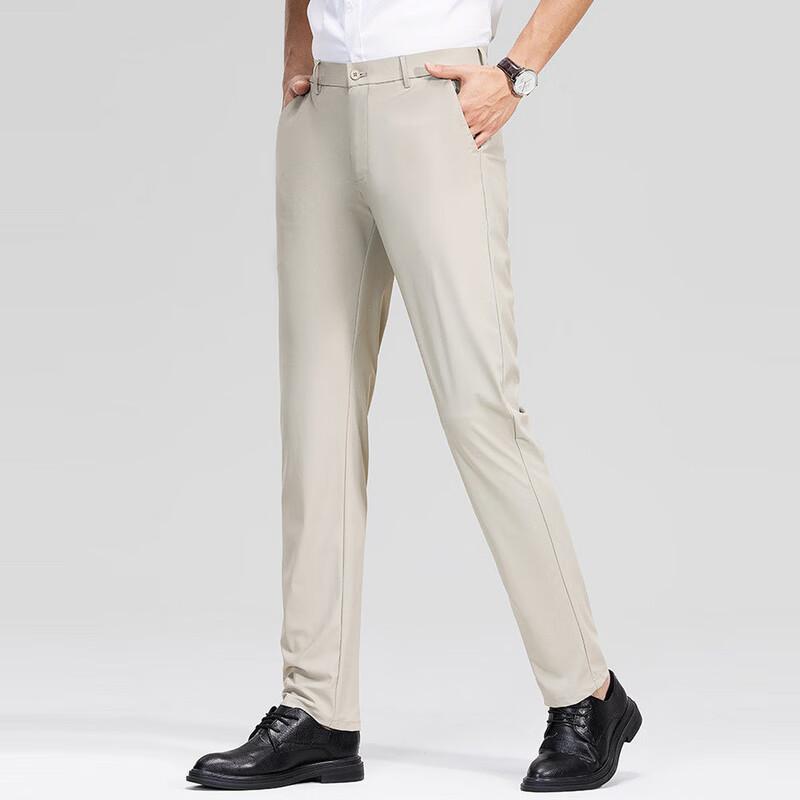 Yalu Men s Ice Silk Wrinkle-Resistant Business Casual Straight-Leg Pants 40