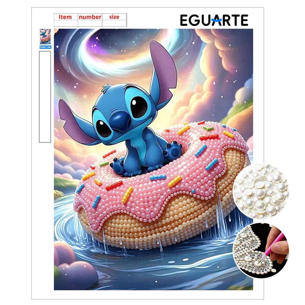 Disney Pearl Painting Handmade Stitch Donut Pearl Kit Home Decoration Painting