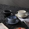 Retro Japanese Ceramic Coffee Cup & Saucer Set - Light Luxury Underglaze Design.