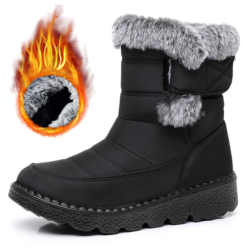 Winter snow boots thick-soled high-top large-size cotton shoes velvet warm Velcro outdoor waterproof cotton shoes 36
