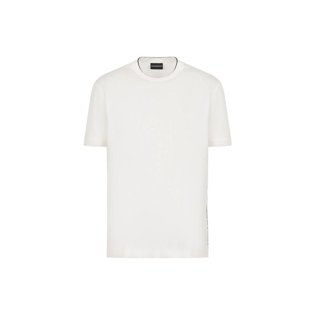 Emporio Armani FW23 Solid Logo Straight Cut Crew Neck Short Sleeve T-Shirt Men tops White 6R1T871J-UVZ1-01L5