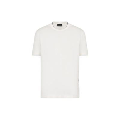 Emporio Armani FW23 Ensfarvet Logo Lige Snit Rund Hals Kortærmet T-shirt Herre toppe Hvid 6R1T871J-UVZ1-01L5