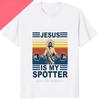 Lustiges Jesus Ist Mein Spotter Aufgedrucktes Grafik-Baumwoll-Herren-T-Shirt Humor Gewichtheben GYM T-Shirt Lässige Mode Streetwear Herren-T-Shirts