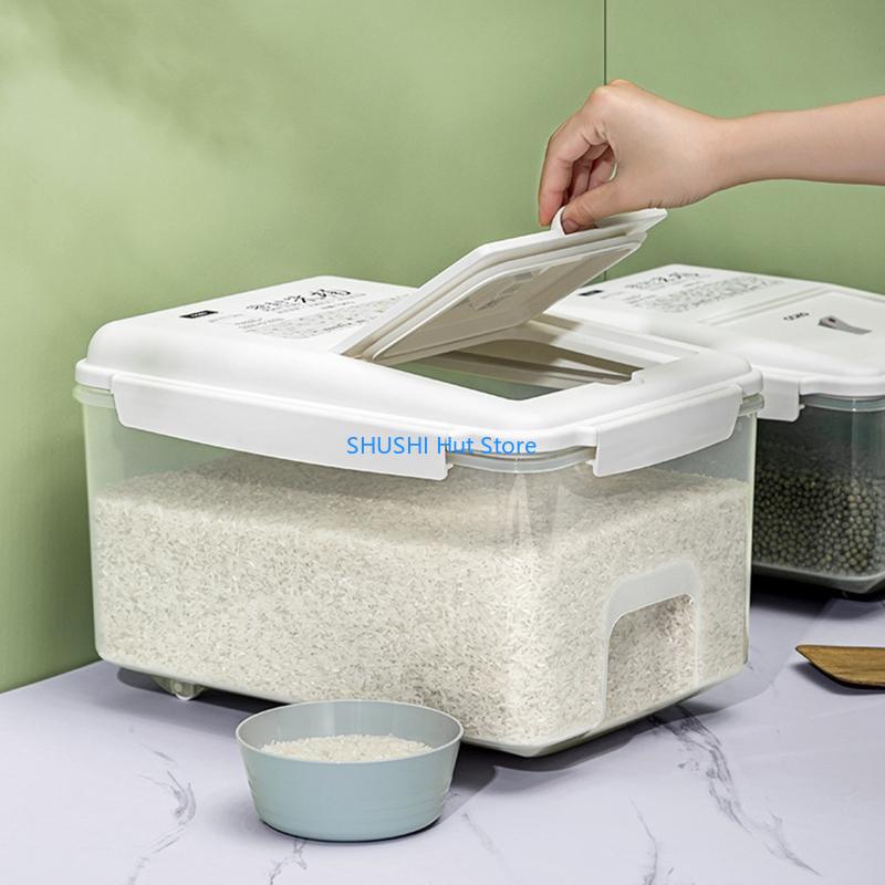 Reisbehälter mit luftdichtem Deckel 5kg/10kg Große Kapazität für Heimküche Mehl Sesam Soja Grüne Bohne D57B