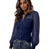 Women's Casual Patchwork Denim Long Sleeve Top