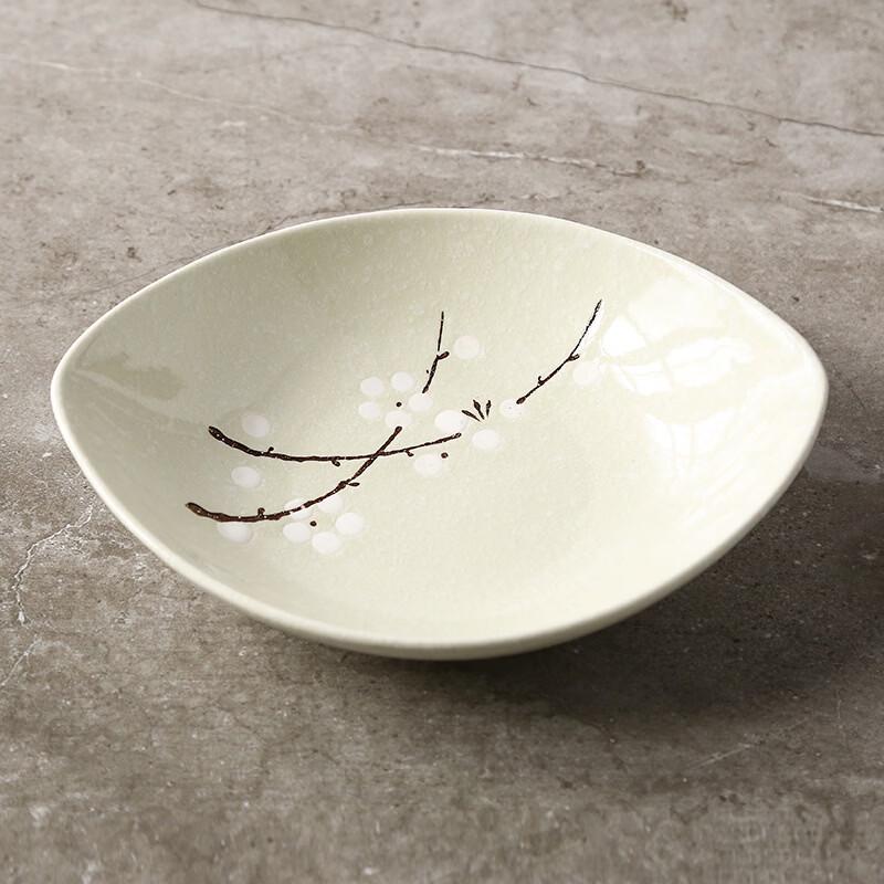 Japanese Style Hand-Painted Ceramic Serving Plate Set of 2