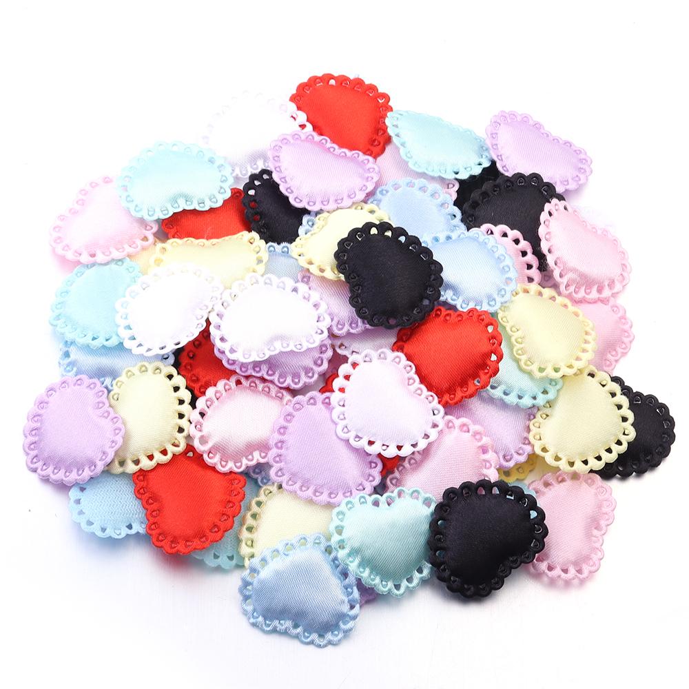 50Pcs/Lot Colorful Fabric Love Heart Petals Sponge Petal Patches For DIY Wedding Party Hairclip Clothing Decoration Supplies