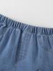 Girls' Two-Piece Summer Outfit: Cute Sleeveless Ruffled Tank Top Paired with Sweet, Lively Denim Shorts Featuring a Bow Design