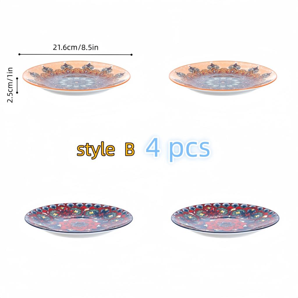 Bohemia Ceramic Large Plate Set Household Steak Plate Western Plate Creative Breakfast Plate Dish Plate Restaurant Flat Plate
