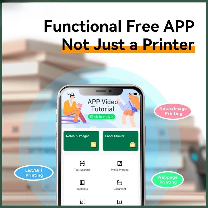 Mini Inkless Thermal Printer Portable A4 Paper Printer Wireless Bluetooth Connection Portable Mobile A4 Print Device