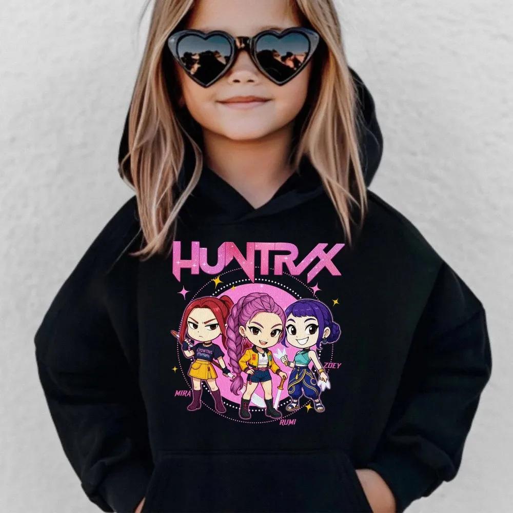 

Autumn Winter KPop Demon Hunters Printed Pocket Hoodies Fashionable Casual Sports Long Sleeved Children s Girl Hooded Sweatshirts 160