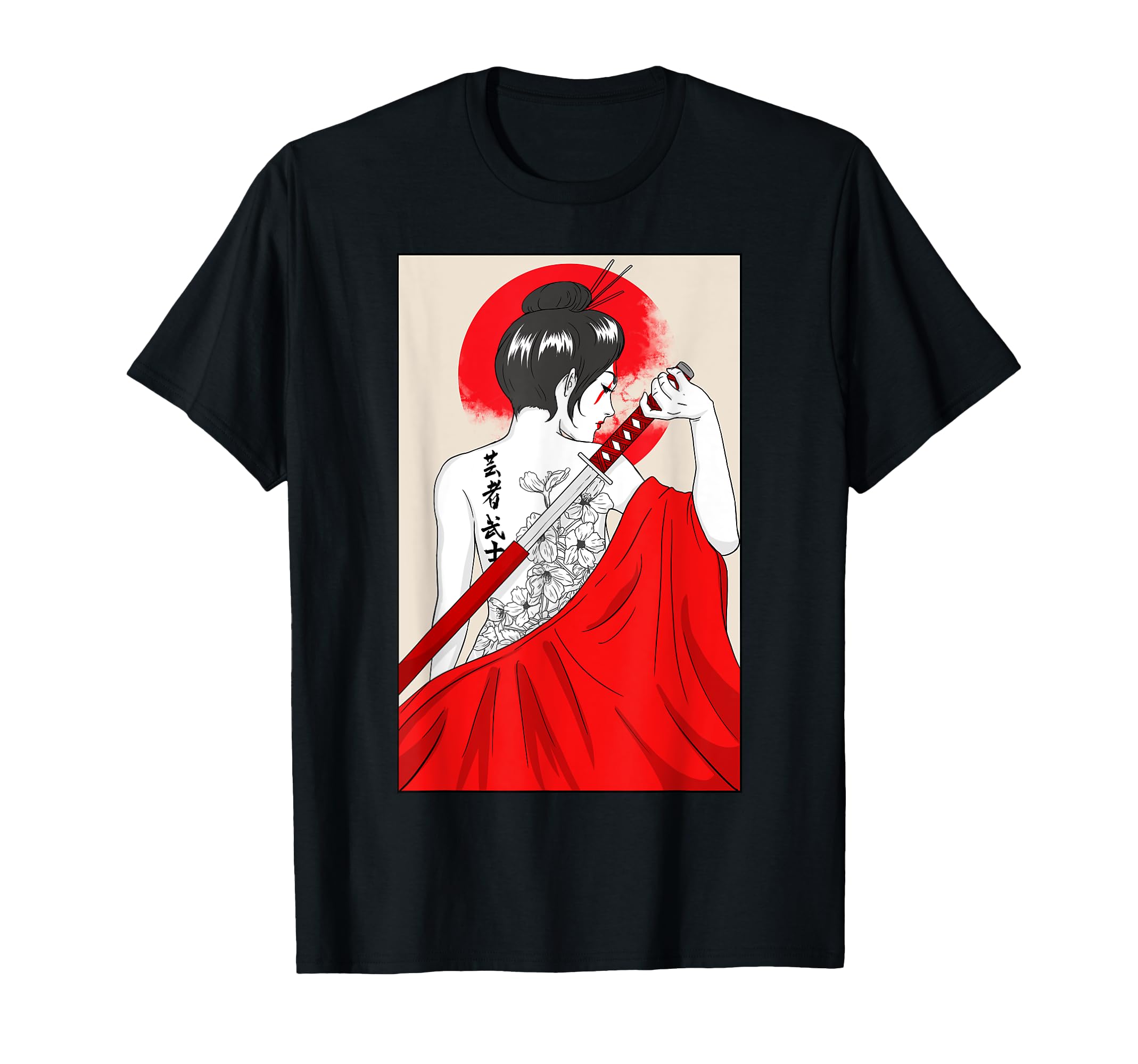

Geisha Girl Katana Sword Japanese Flower Tattoo T-Shirt чёрный