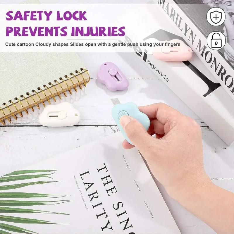 1pcs Mini Cloud Box Cutter Is Extendable and Cute and A Portable Envelope Knife That Slides Open with A Keychain Hole