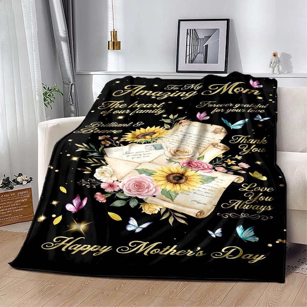 Mom's Gratitude And Love Blanket Suitable for Sofas,travel, Living Rooms Also a Good Gift for Friends and Family Suitable for All Seasons.