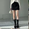 2025 High-Waisted Grey Wool A-Line Mini Skirt - Versatile Autumn/Winter Fashion, Anti-Exposure Design