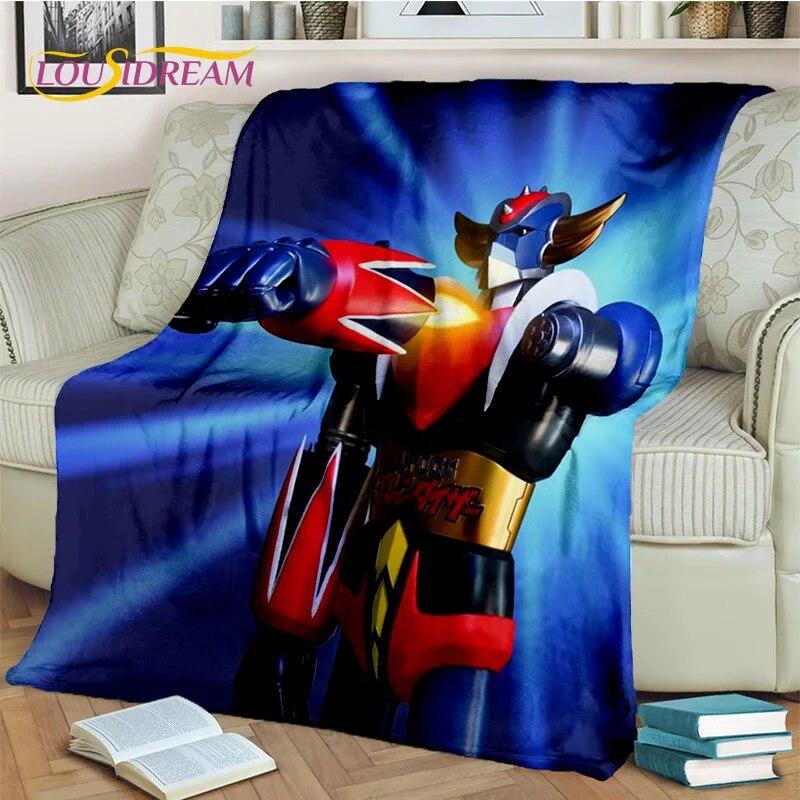 Cartoon UFO Robot Grendizer Anime Blanket,Soft Throw Blanket for Home Bedroom Bed Sofa Picnic Travel Office Cover Blanket Kids