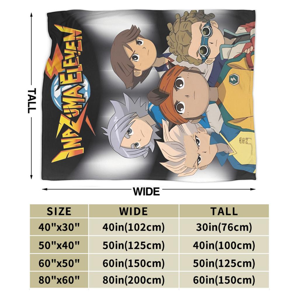 Inazuma Eleven Anime Blankets Flannel Spring/Autumn Breathable Lightweight Thin Throw Blankets for Sofa Travel Rug Piece