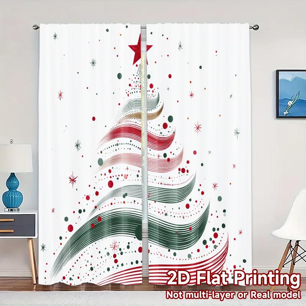 

Set Of 2 Flat Printing Jit Curtains Without Rod Festivetwirl Popular Drapes Versatile Durable Polyester All Made W100*H70(CM)-Rod Pocket&2PCS