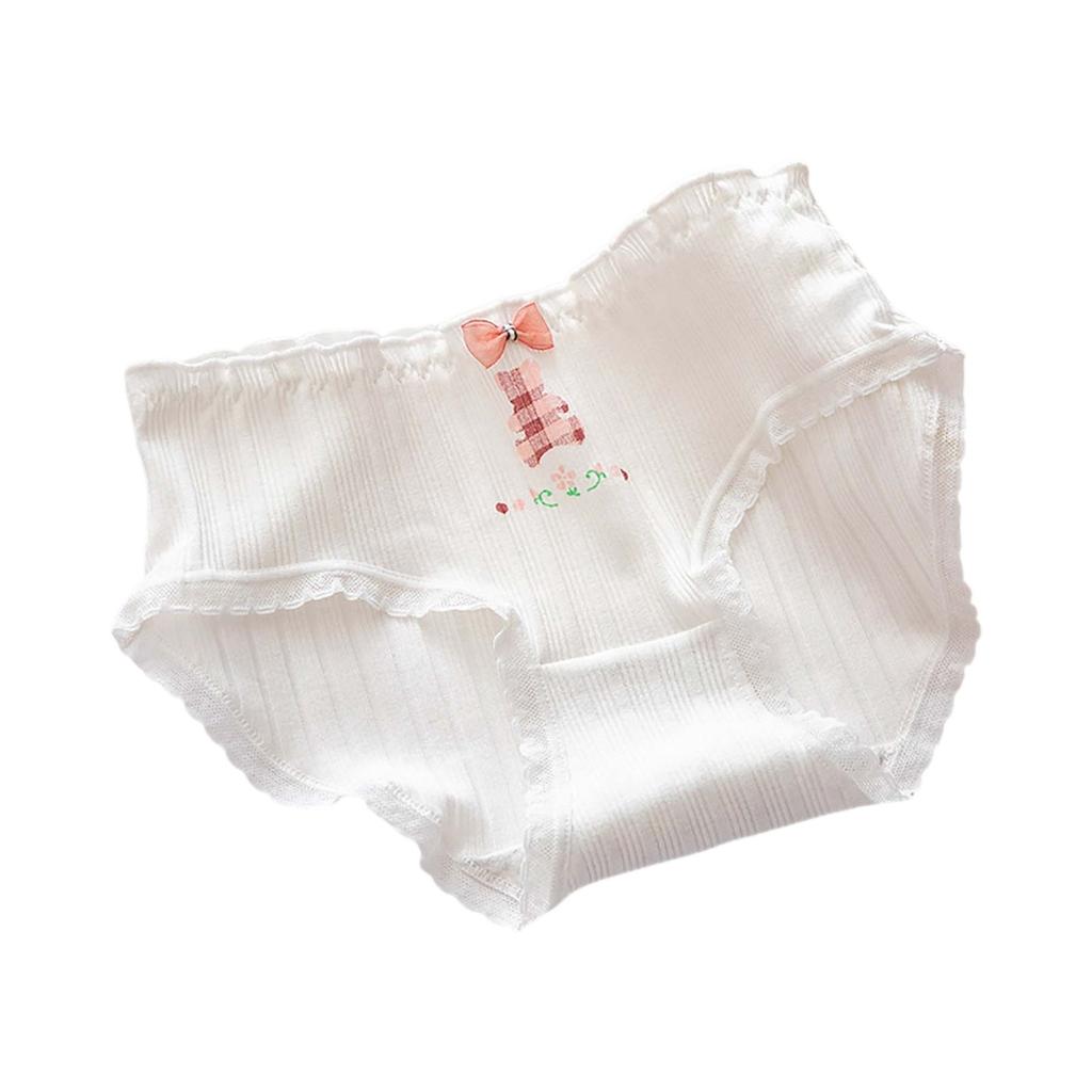 Set of 5 Women's Plus Size Comfortable Breathable Cotton Underwear Pack Soft Stretchy Briefs with Cartoon and Floral Prints